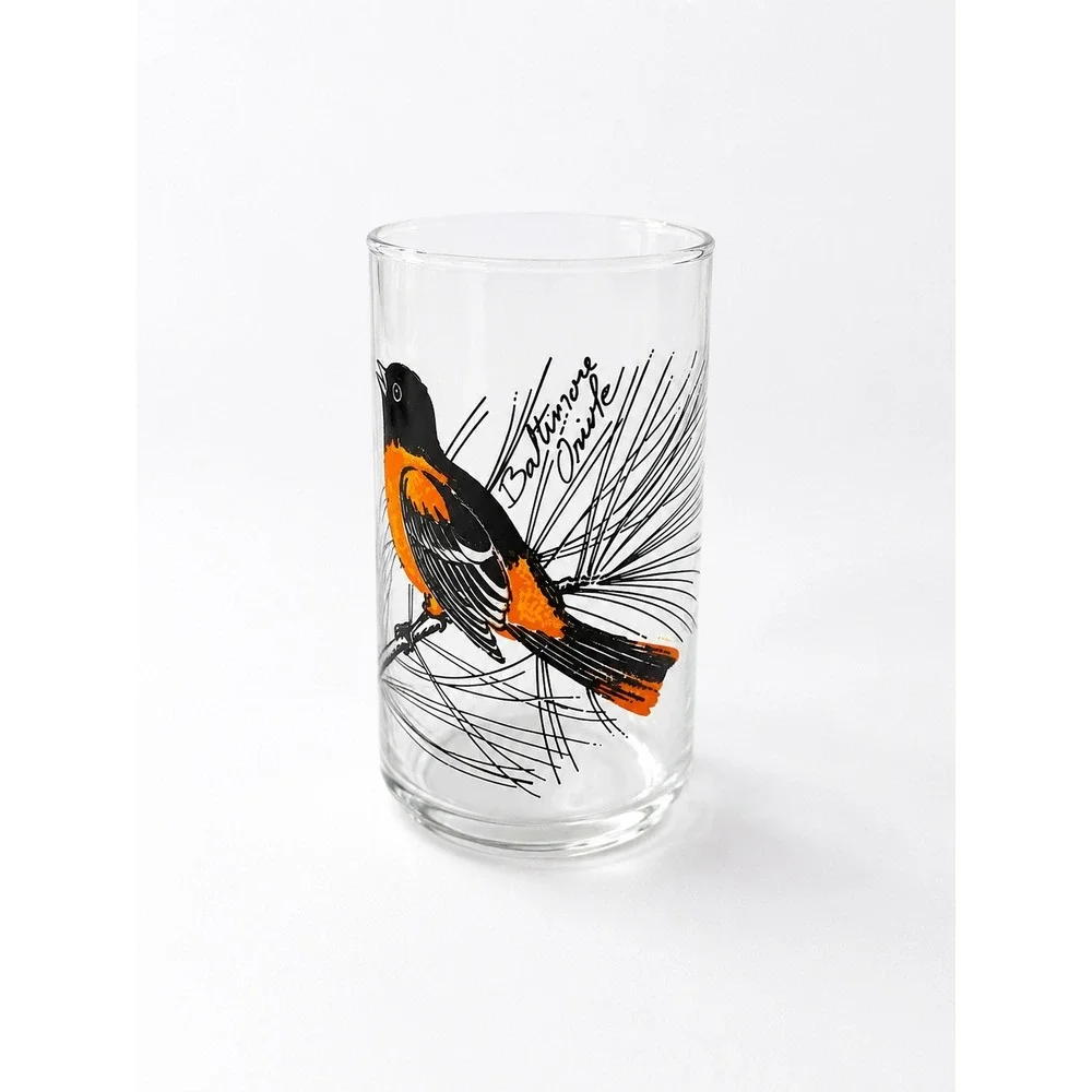 Vintage Style Bird Highball Glasses Set of 3 Cardinal Chickadee Baltimore Oriole